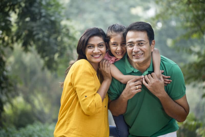 A happy family at their new home